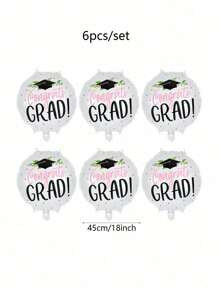 6pcs Big Congrats Grad Balloons,Graduation Balloon, Congratulations Balloons For Graduation Decorations Class Of 2025,Pink Graduation Balloons 2025,Graduation Party Decorations 2025 - White - View 2