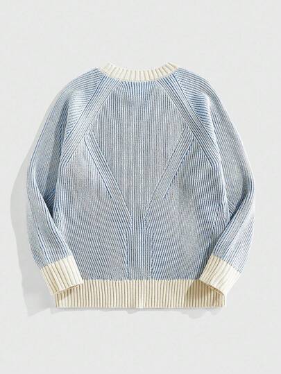 Street Life Men's Round Neck Striped Knit Sweater, Street Fashion , Fall Winter