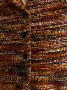 Nöista Noista 纹理多色针织开衫采用棕色、橙色和黑色的温暖秋季色调，短款剪裁，圆领，非常适合休闲、办公室、波西米亚风和秋季女装。