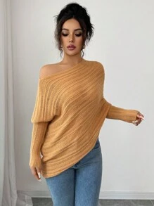 Elenzga Áo Anneusta Thu Đông Nữ, Buổi Hòa Nhạc Đỏ Ngày Lễ Độc Lập, Phong Cách Đường Phố Stockholm Cổ Điển, Trang Phục Công Sở Giáo Viên, Trang Phục Thanh Lịch Cho Buổi Hẹn Hò, Thiết Kế Vai Độc Đáo, Tay Dài, Màu Tương Phản, Áo Len Dệt Kim Tinh Tế - Màu Khaki - Xem 3