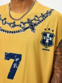 ROMWE MEN Prep Men's College Letter Basketball Sleeveless Tank Top