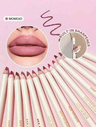 Lip Facts Lip Liner-Momojo Creamy-Matte Lip Liner Pencil High Pigment Not Easyto Fade Silky Smooth Matte Contour Tint Lip Makeup Graduation Birthday Holiday Summer Fall Autumn Y2K Fancy Fashion Women Makeup Cosmetic Party Beach Travel Camping Outdoors School Campus Trip Festivals Decor Gift Present Rose Girl Cosplay Best Color Charm Vibe