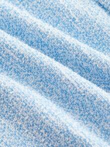 SHEIN MOD 加大码粗花呢 V 领露背纯色珍珠纽扣连体裤，蓝白连体衣 - 藍白色 - 查看 4