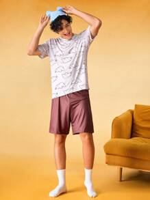 Notgurli 2 Pieces Men's Casual Fashion Loungewear & Pajama Set - Brown - View 4