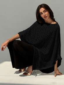 Aloruh Elegancki, asymetryczny dół, luźny top, uniwersalny, czarny, letni, swobodny, na plażę, wakacje, romantyczny, ślubny, walentynkowy - Czarne - Zobacz 7