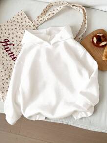 SHEIN Tween Girl Vintage Aesthetic Pink Bow & "I'm Literally Just A Girl" Graphic Casual Thick Hooded Long Sleeve Hoodie Sweatshirt , Suitable For Autumn Winter, Easy Comfort, Stylish , Casual Wear, Back To School, Fall Clothes, Homecoming, Suitable For Outdoor, Street Photography, Home, Campus