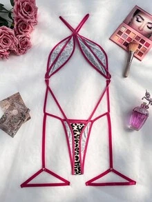 Women's Leopard Print Criss-Cross Straps Sexy Romper Underwear Outer For Going Out - Multicolor - View 6