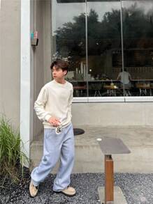 Teens Boys' Casual Comfortable Versatile Loose Wide Leg Straight Sweatpants Fall Winter - Grey - View 5