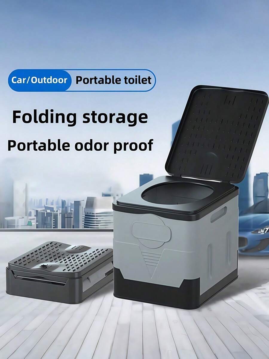 SHEIN 1个便携式车载折叠马桶，露营应急必备品，车载旅行应急户外移动马桶 - 彩色 - 查看 1