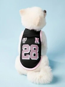 PETSIN 1 件宠物猫狗通用黑色 28 码运动衫复古时尚印花图案休闲舒适狗背心 - 彩色 - 查看 2