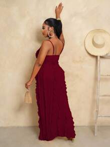 BamGleam Vestido largo de verano con abertura lateral y diseño calado para mujer