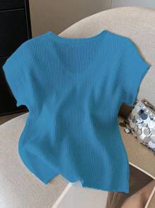 Chiquease 女士 V 领短袖纽扣设计休闲 T 恤