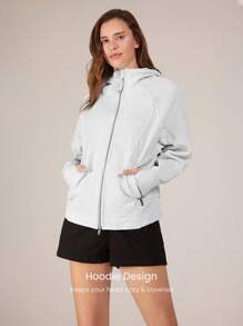 GLOWMODE 棉混紡保暖軟毛超大號連帽衛衣