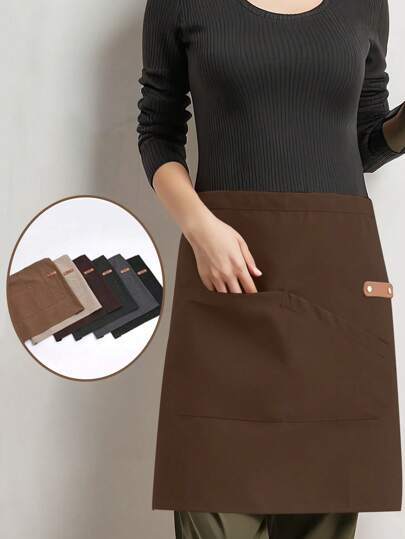 1 件男女通用短腰 3D 餐厅帆布围裙，适用于服务员、厨房、浴室、家居、家居用品供应商