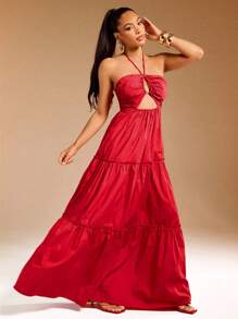 Vixey CHALLIS 系带印花超长连衣裙