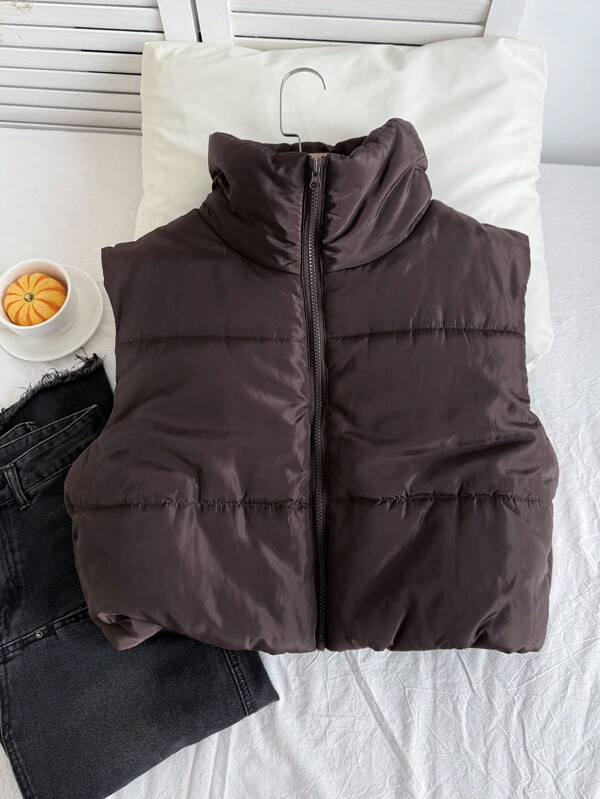 Comfortcana Plus Zip Up Crop Vest Coat, For Winter