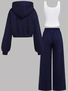 Girlism Teen Girls Hoodie & Sweatshirt Co-Ords/Halloween,Glowmode,Fall,Winter,Autumn/ Casual Knit/Activities/Autumn/Winter/Halloween,Glowmode,Fall,Christmas/Holiday/Festival/Winter - Navy Blue - View 16