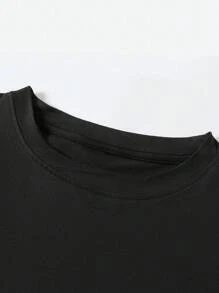 EMERY ROSE A Casual Large-Sized Women's Short-Sleeved T-Shirt With A Galloping Horse Pattern - Black - View 3