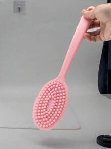 1 件硅胶背部磨砂膏，适用于淋浴 - 1 件短柄身体刷套装，双面去角质和按摩，柔软刷毛，泡沫丰富 - 易于清洁和悬挂晾干设计，无香型，无需电池 - 粉色 - 查看 3