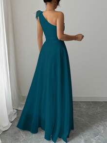 Modelyn Vestido con tirantes de estilo retro francés de patchwork y peludo de estilo hada para mujer - Agua verde azul - Ver 2