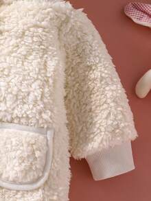 SHEIN 新生儿兔耳毛绒连体衣、长袖和裤子连体衣 - 白色 - 查看 3