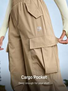 In My Nature Pantalones cargo para mujer con dobladillo con cordón