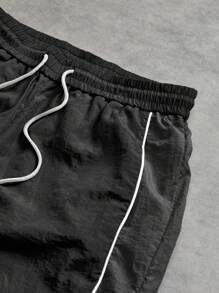 Sport MetroGents 男士撞色印花休闲运动裤 - 黑色 - 查看 4