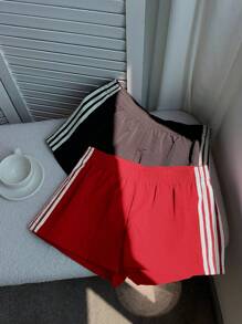 Comfortcana Lightweight Woven Fabric Women's Mini Track Shorts For Everyday Casual Style Training Shorts - Red - View 7