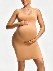 SHAPORA Maternity Solid Color Minimalist Everyday Jumpsuit