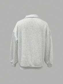 INAWLY 1/4 拉链刺绣“Make Heaven Crowded”运动衫，基督教赞美诗套头衫秋季 - 灰色 - 查看 2