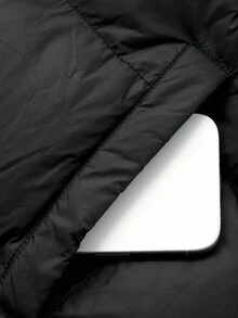 DAZY 男士冬季刺绣图案黑色保暖背心夹克 - 黑色 - 查看 5