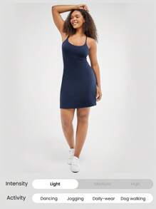 GLOWMODE Featherfit™-air Peekaboo可調節賽車背四方領口口袋防滑有力連褲短裙輕支撐低衝擊性 - Dark Blue - 查看 7