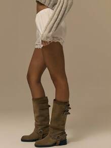 MUSERA 棉质府绸蕾丝边迷你短裤，可爱街头风，适合节日、农舍乡村风、复古风，春季情人节、复活节、夏季假期等节日穿着。 - 白色 - 查看 5