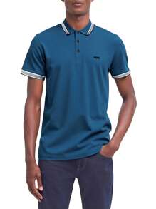 Hugo Boss Men's Striped Short Sleeve Casual Polo Shirt - 425 Medium Blue - View 1