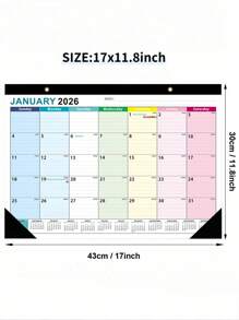 SHEIN 1 套大型家庭挂历和台历，可悬挂 18 个月，可查看家庭家庭计划，可撕下厚纸月历，非常适合家庭和家庭计划（2025 年 7 月 - 2026 年 12 月） - 彩色 - 查看 5