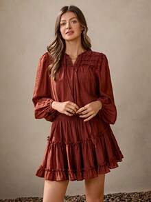 Wildy 秋季女装 波西米亚风女装 西部风女装两件套 女士纯色衬衫和荷叶边母鸡裙套装 西部女装 波西米亚风女装 荷叶边两件套 多层荷叶边两件套 荷叶边裙 荷叶边两件套 灯笼袖两件套 西部风女装休闲装 春季 - 咖啡棕 - 查看 6