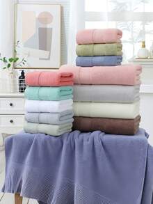 SHEIN 3 件套柔软、亲肤、吸水纯色毛巾套装 - 包括 1 条浴巾 + 1 条手巾 + 1 条手帕 - 非常适合浴室和水疗中心使用家庭浴室装饰秋季装饰回到学校美容沙龙家庭浴室 - 彩色 - 查看 7
