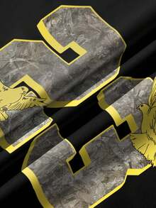 Manfinity Dauomo 街头服饰数码飞鸟图案元素树叶迷彩风格男士 T 恤 - 彩色 - 查看 5