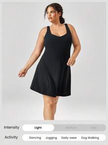 GLOWMODE FeatherFit™-Air Peekaboo V-Neck U-Back Plus Dress Tác động thấp Yoga hàng ngày - màu đen - Xem 6
