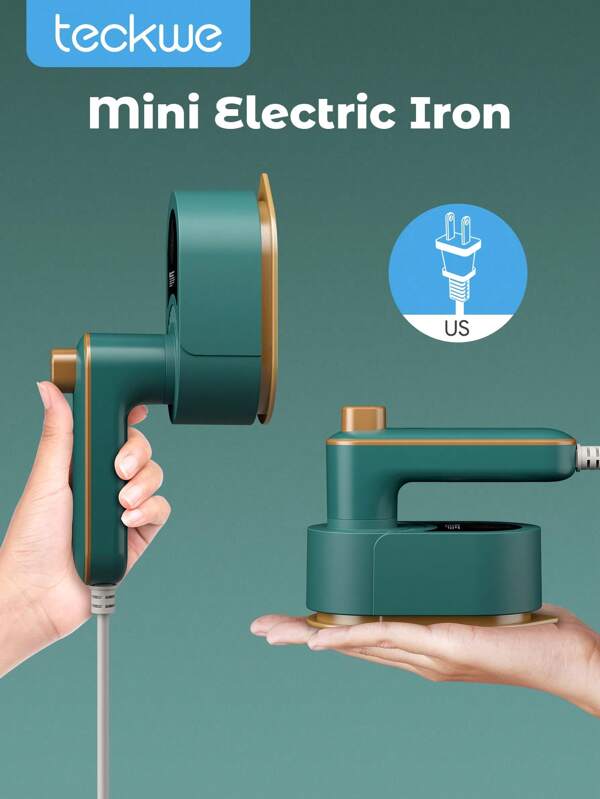 Teckwe 旅行蒸汽熨斗，新款二合一迷你蒸汽熨斗 - 便携式熨烫机，旅行小尺寸，便携式蒸汽熨斗，适合旅行、大学、宿舍、家庭必需品 - 美规插头