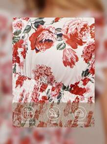 Amorya Robe à imprimé floral orange inspirée de la dopamine, style vacances pour l'été - Multicolore - Voir 4