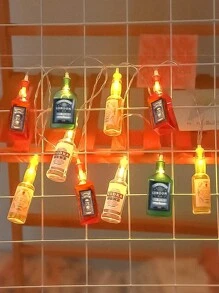 Teckwe Battery Operated Wine Bottle String Lights, Decorative Hanging Lights 10 LED Wine Bottle Indoor String Lights, Warm White Fairy Lights For Tropical Themed Wedding Bistro Bar Party Home Decor Halloween