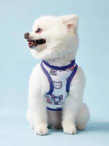 PETSIN 2pc Pet Universal Purple Cat Cute Cartoon Print Fashionable, Casual, Comfortable, Breathable Dog Vest - Multicolor - View 4