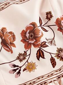 SHEIN MOD 女士碎花束腰优雅时尚吊带连衣裙 - 乾枯玫瑰色 - 查看 3