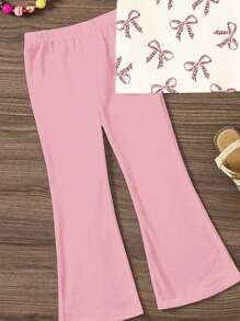 SHEIN Leap Crew Bộ 2 quần ống rộng in họa tiết da báo màu hồng đơn giản cho bé gái tuổi mới lớn, thích hợp cho mùa hè - Nhiều màu - Xem 5