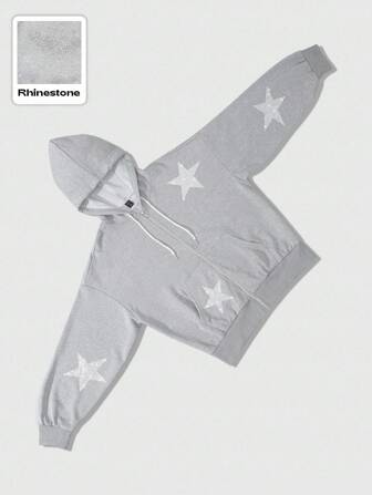Street Life Men's Sparkling Star Diamond Sweatshirt Sweatshirt, Loose Cropped Style