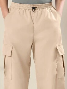 SUMWON Essential Apparel Original Creator Streetwear T Shirt Casual Oversized Crew Neck Short Sleeve Youth Boys Everyday Comfort Spring Summer - Beige - View 6