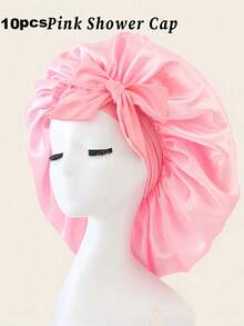 SHEIN Luxury Satin Silk Bandana With Adjustable Tie - Lightweight Hair Care Hat For All Night Comfort, Conditioning And Showering - Men's And Women's Bow Simulated Silk Beauty Hair Care Wide-Brimmed Hat Bandana Sleeping Hat - Multicolor - View 16