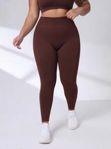 Easithlete Legginsy damskie, długie, dzianinowe, obcisłe, w dużych rozmiarach, z szybkoschnącego materiału, idealne do aktywnego stylu życia. Brązowe legginsy kompresyjne. Legginsy kompresyjne. Bezszwowe legginsy do jogi. Damskie spodnie.