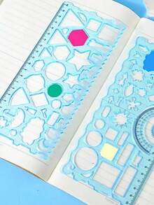 SHEIN 7 件套多功能几何尺模板套装，适用于 DIY 艺术、工艺绘图、剪贴簿、绘画 - 多功能形状模板，可用于素描、子弹日记、手工卡片、缝纫图案 - 随机颜色和动物图案、创意礼物 - 彩色 - 查看 3